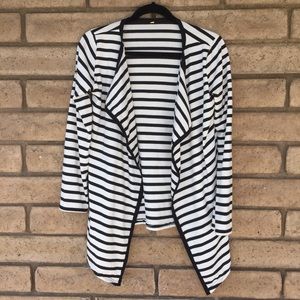 Black and White striped long cardigan